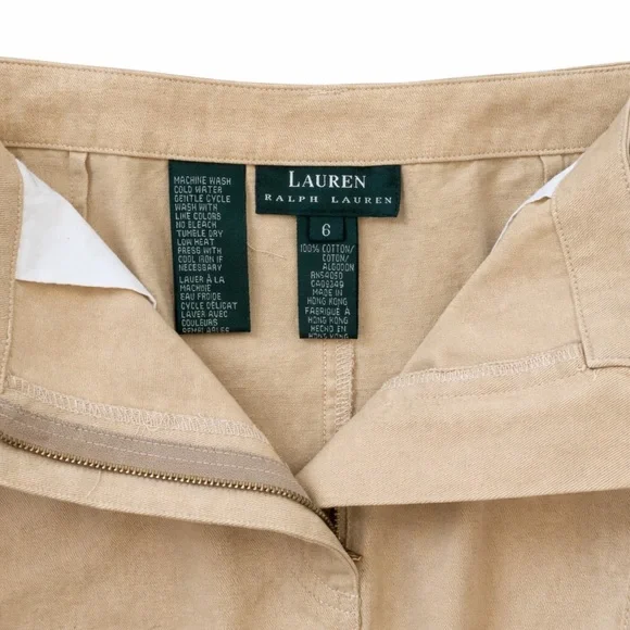 Lauren Ralph Lauren Cargo Skirt Khaki Tan Cotton Utility Mini Size 6 - Picture 4 of 6